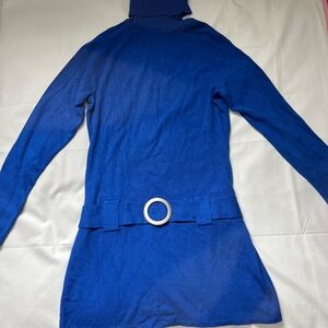 INC Royal Blue Knit Turtleneck Sweater Dress